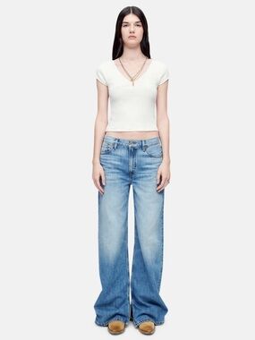 RE/DONE Low Rider Loose Wide Leg Split Hem Jeans Vintage Flow Size 26 NWT